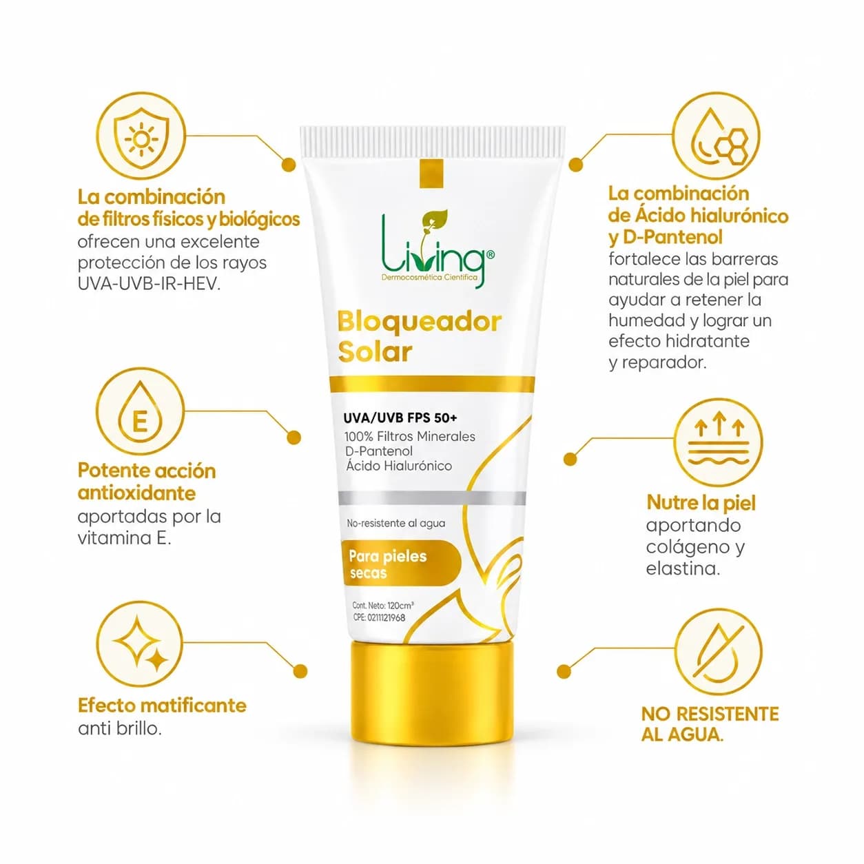 Bloqueador Solar 50fps Amarillo Detalles
