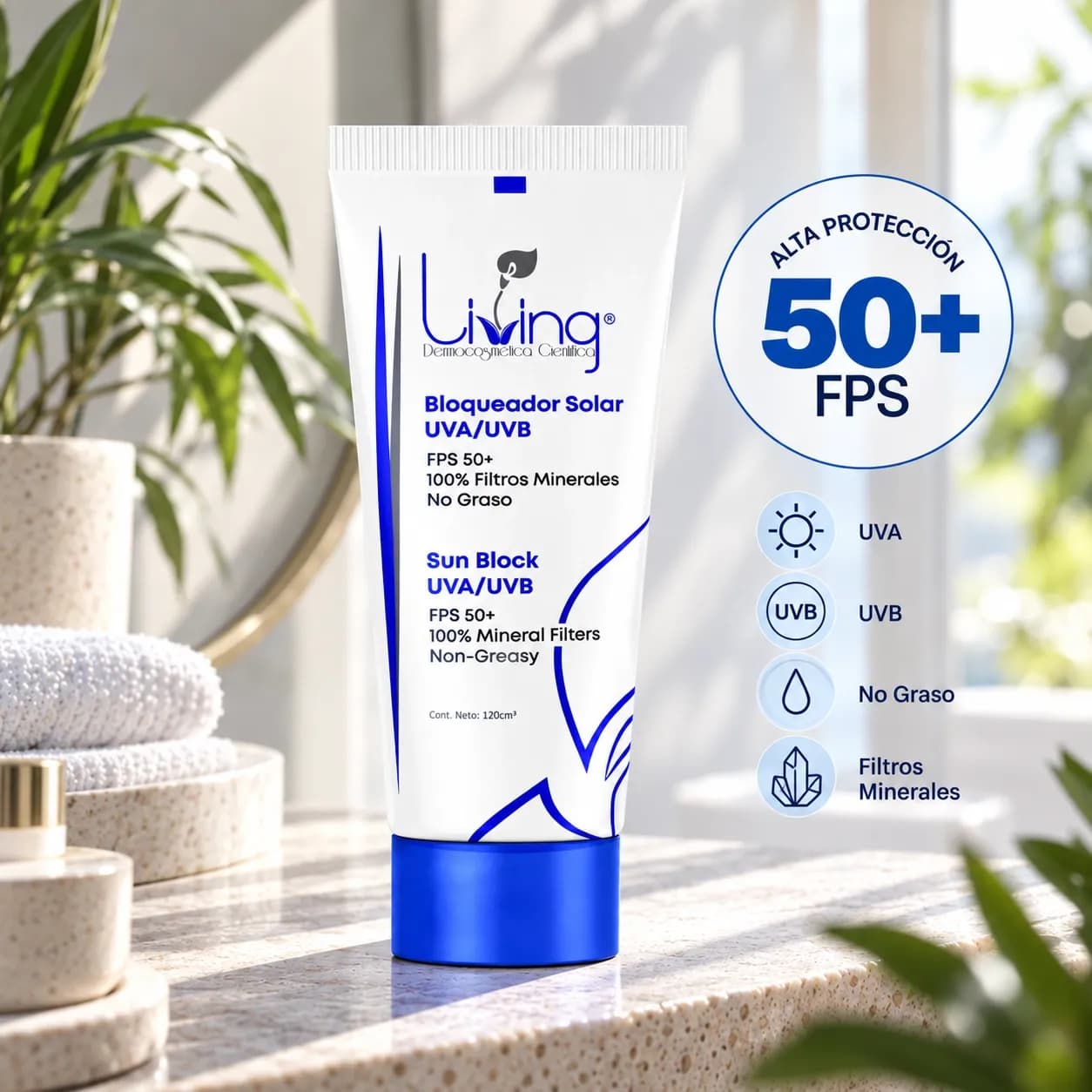 Bloqueador Solar 50fps Azul Banner